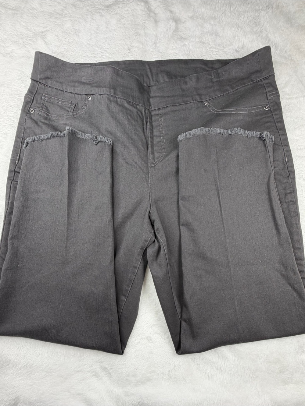 Multiples Dark Gray Jeggings with Frayed Front Panels